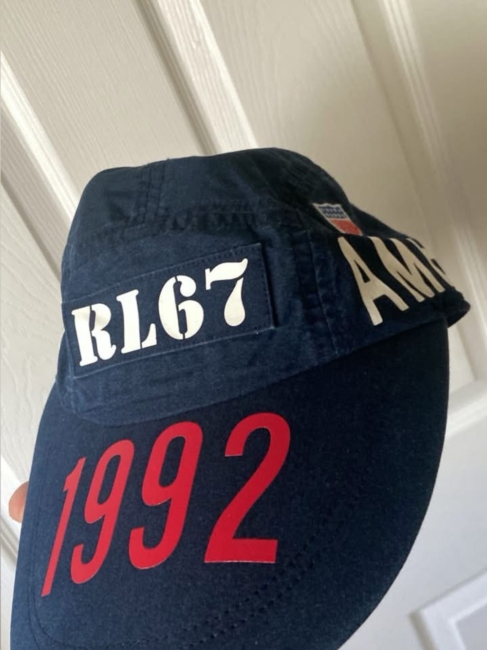 Ralph Lauren Navy Blue Baseball Cap with Red 1992 Graphics
